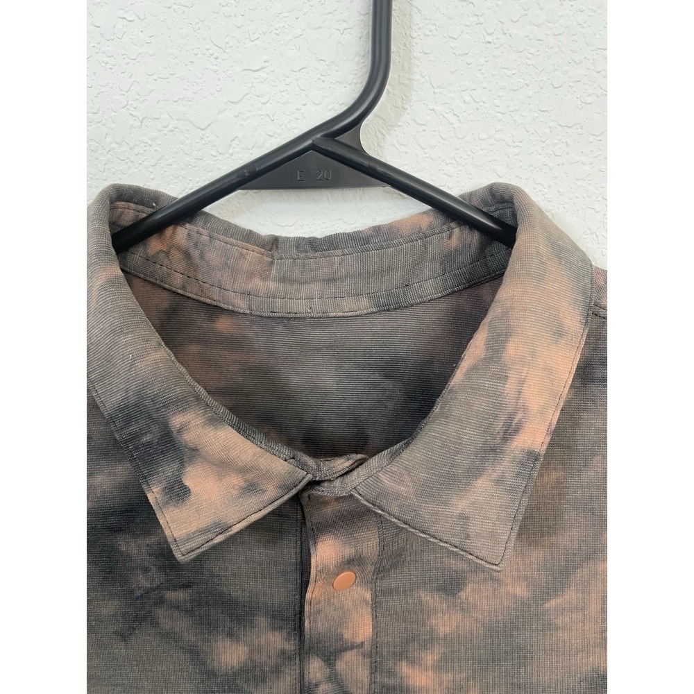 Lululemon Polo Shirt Mens Small Brown Black Tie Dye Evolution Performance Golf - Picture 5 of 9